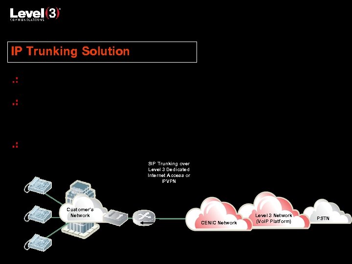 IP Trunking Solution IP Trunking (also known as SIP Trunking) provides a complete solution