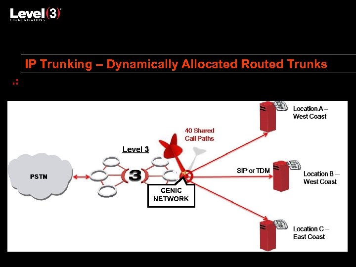 IP Trunking – Dynamically Allocated Routed Trunks This enterprise could share 40 call paths