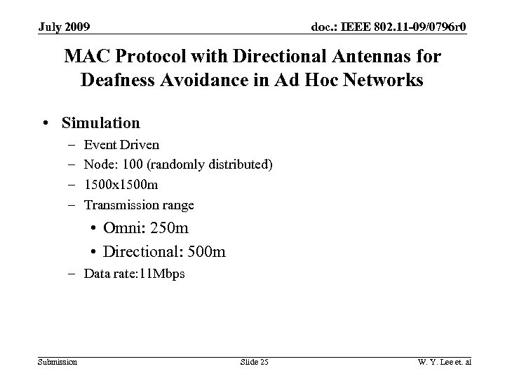 doc. : IEEE 802. 11 -09/0796 r 0 July 2009 MAC Protocol with Directional