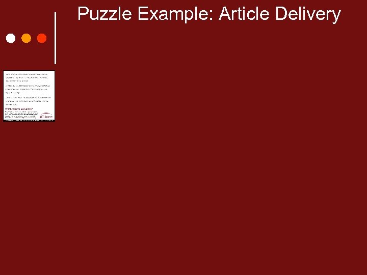 Puzzle Example: Article Delivery 