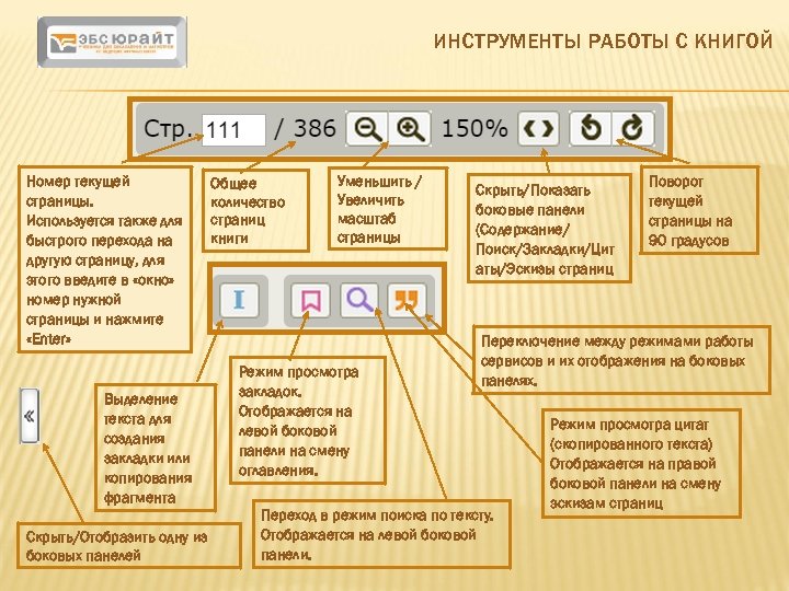 ИНСТРУМЕНТЫ РАБОТЫ С КНИГОЙ Номер текущей страницы. Используется также для быстрого перехода на другую