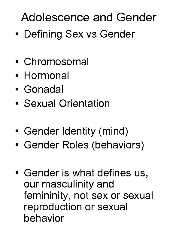 Adolescence And Gender Defining Sex Vs Gender 1673