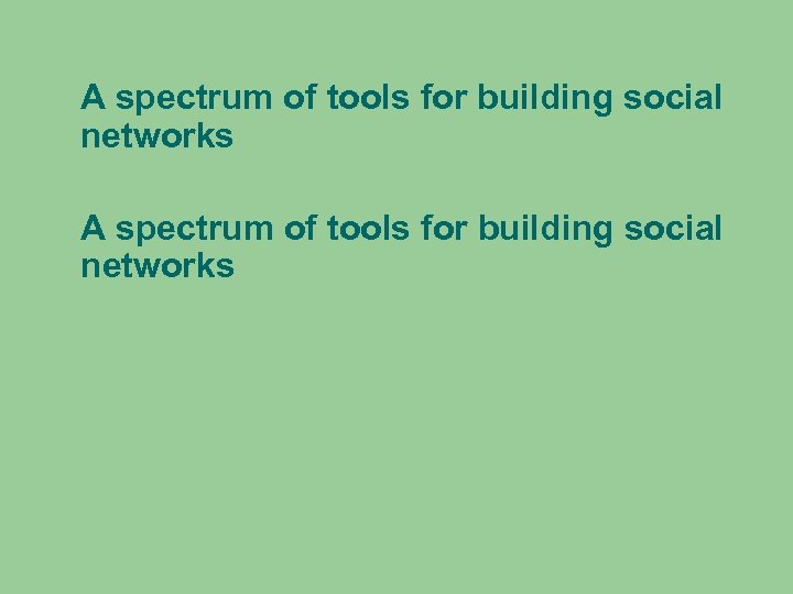 A spectrum of tools for building social networks 