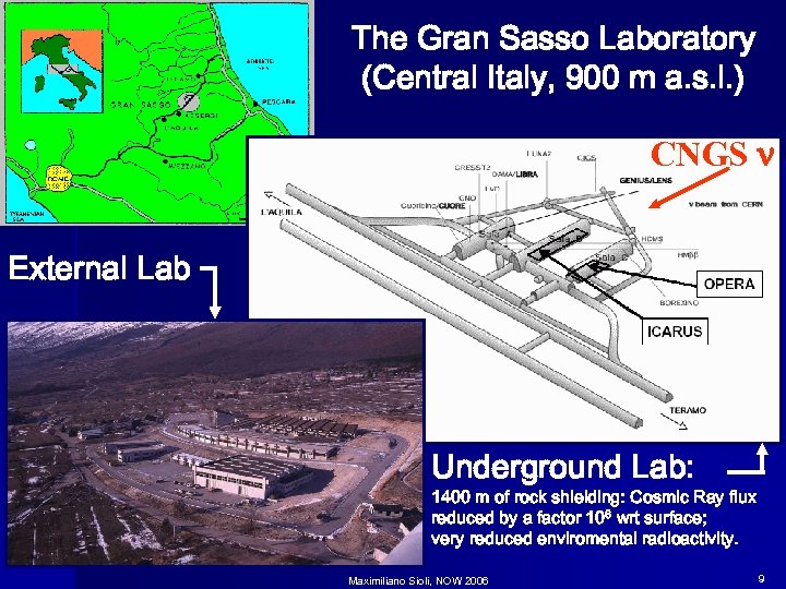 The Gran Sasso Laboratory (Central Italy, 900 m a. s. l. ) CNGS External