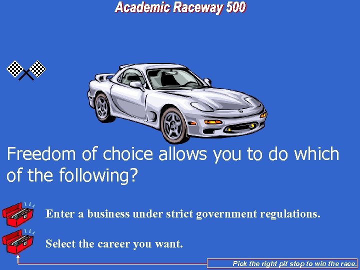 Freedom of choice allows you to do which of the following? Enter a business