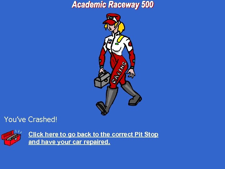 You’ve Crashed! Click here to go back to the correct Pit Stop and have