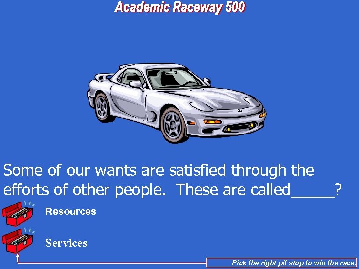 Some of our wants are satisfied through the efforts of other people. These are