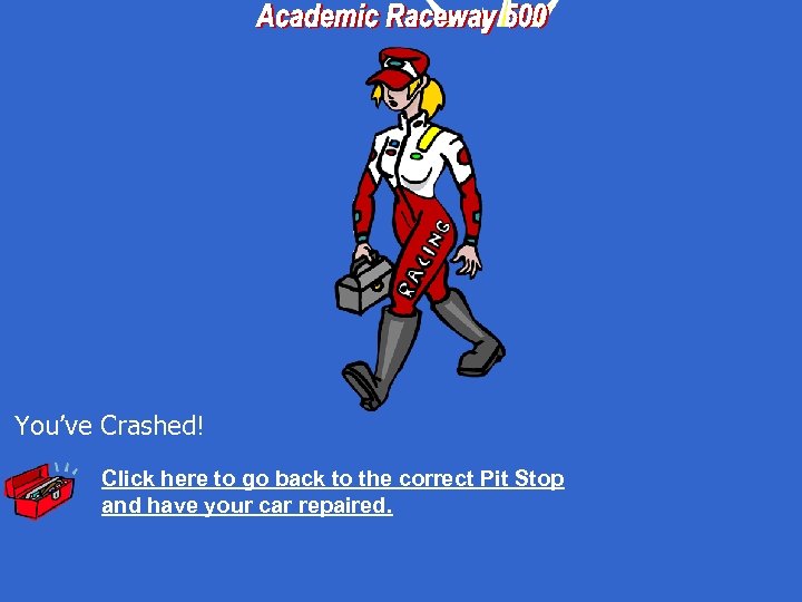 You’ve Crashed! Click here to go back to the correct Pit Stop and have