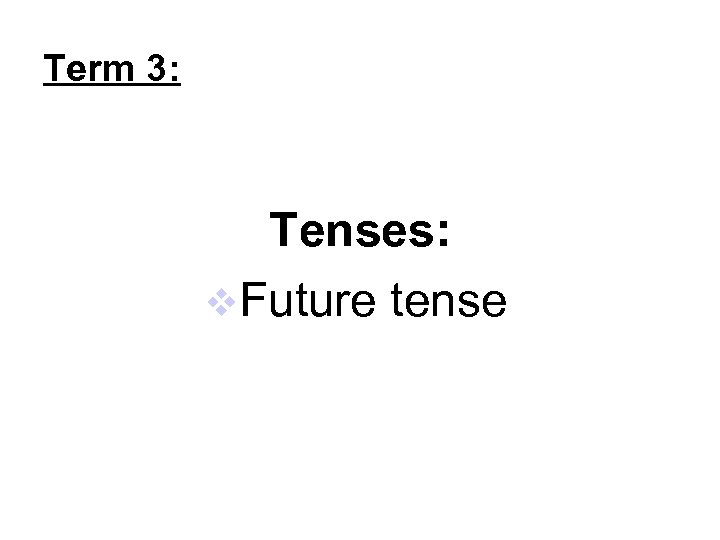 Term 3: Tenses: Future tense 