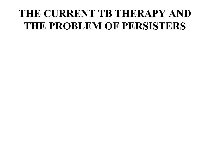 THE CURRENT TB THERAPY AND THE PROBLEM OF PERSISTERS 