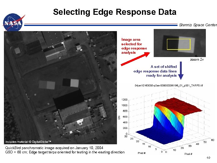 Selecting Edge Response Data Stennis Space Center Image area selected for edge response analysis