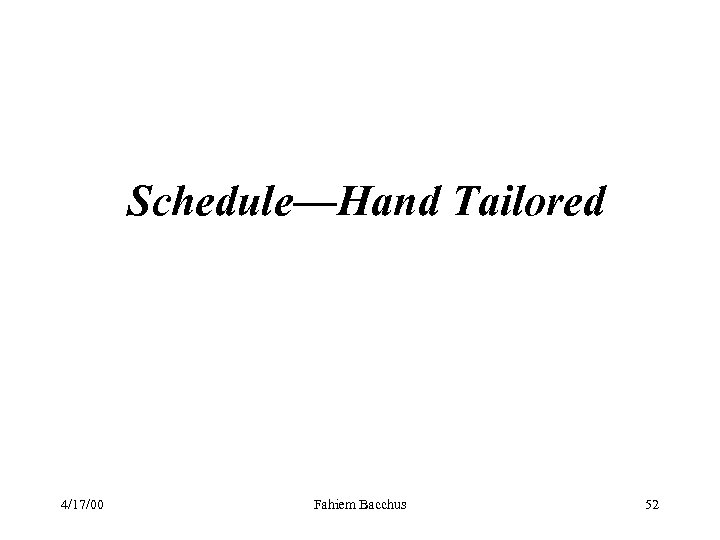 Schedule—Hand Tailored 4/17/00 Fahiem Bacchus 52 