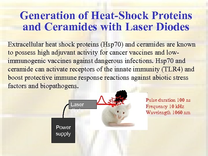 Generation of Heat-Shock Proteins and Ceramides with Laser Diodes Extracellular heat shock proteins (Hsp