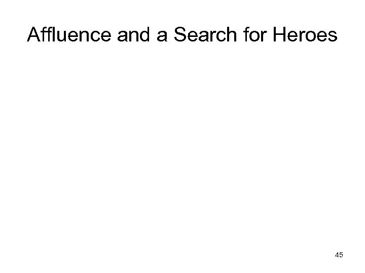 Affluence and a Search for Heroes 45 