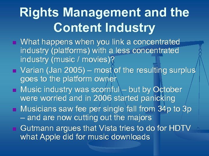 Rights Management and the Content Industry n n n What happens when you link