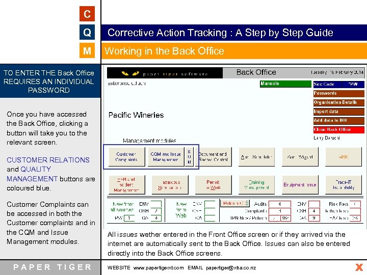 C Q Corrective Action Tracking : A Step by Step Guide M Working in