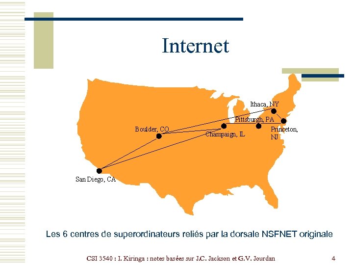 Internet Les 6 centres de superordinateurs reliés par la dorsale NSFNET originale CSI 3540
