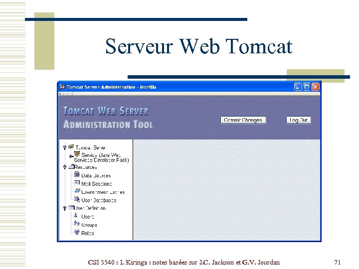 Serveur Web Tomcat CSI 3540 : I. Kiringa : notes basées sur J. C.