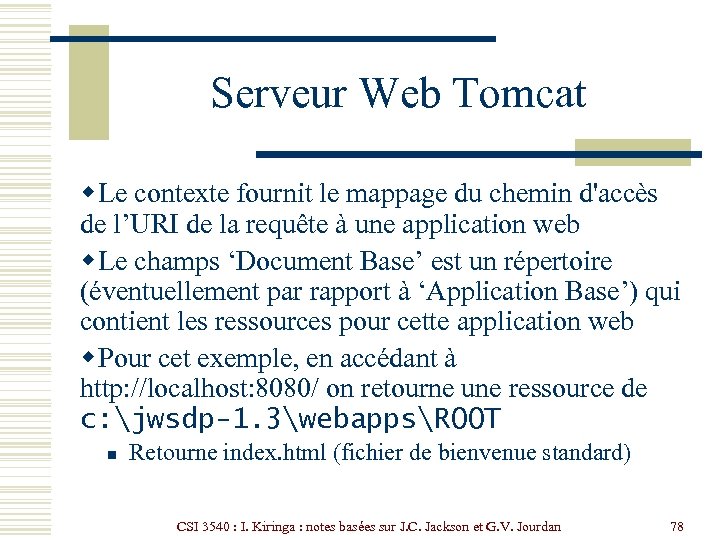 Serveur Web Tomcat w Le contexte fournit le mappage du chemin d'accès de l’URI