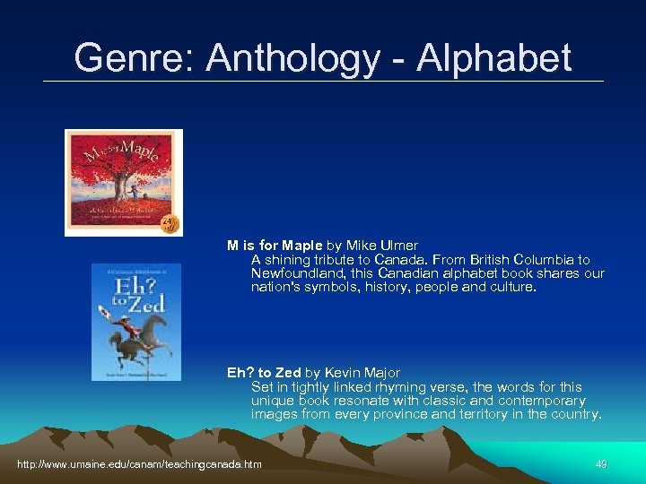 Genre: Anthology - Alphabet M is for Maple by Mike Ulmer A shining tribute