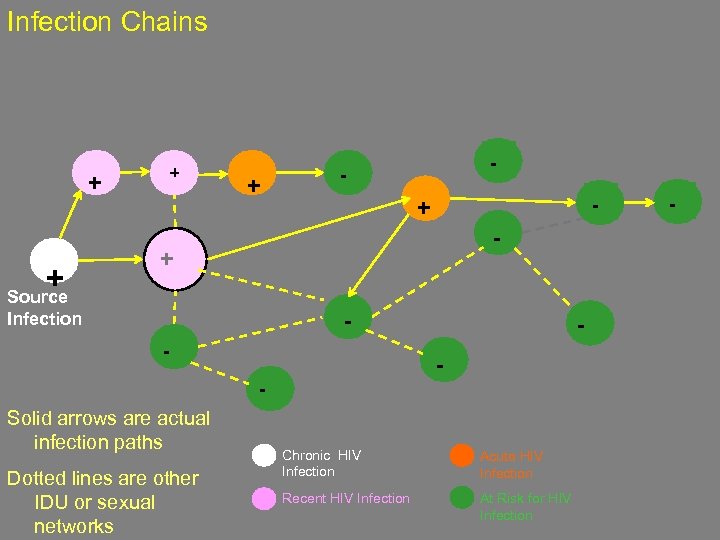 Infection Chains + + - - + Source Infection - - Solid arrows are