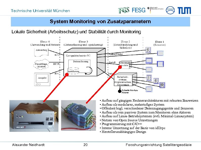 Technische Universität München System Monitoring von Zusatzparametern Lokale Sicherheit (Arbeitsschutz) und Stabilität durch Monitoring