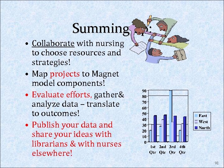 Summing up: • Collaborate with nursing to choose resources and strategies! • Map projects