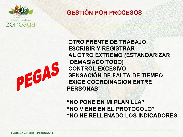 GESTIÓN POR PROCESOS OTRO FRENTE DE TRABAJO ESCRIBIR Y REGISTRAR AL OTRO EXTREMO (ESTANDARIZAR