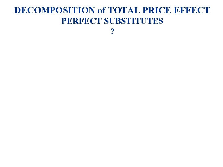 DECOMPOSITION of TOTAL PRICE EFFECT PERFECT SUBSTITUTES ? 