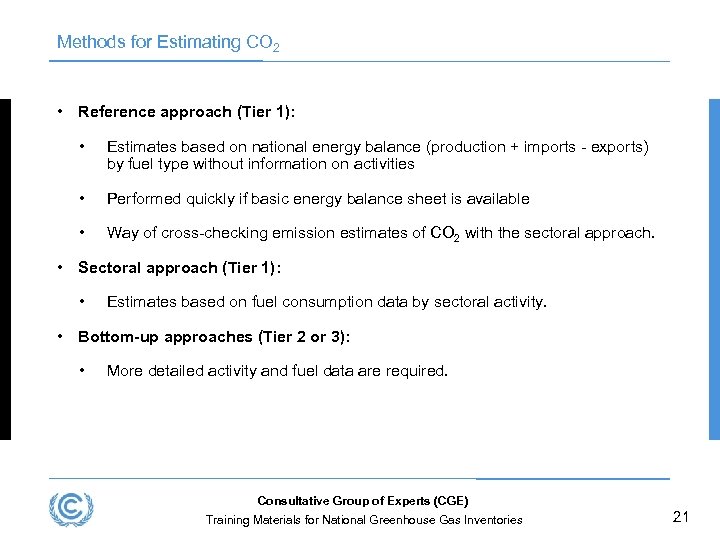 Methods for Estimating CO 2 • Reference approach (Tier 1): • Estimates based on