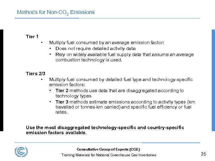 Methods for Non-CO 2 Emissions Tier 1 • Multiply fuel consumed by an average