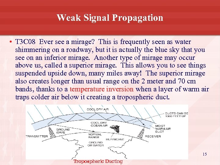 Weak Signal Propagation • T 3 C 08 Ever see a mirage? This is