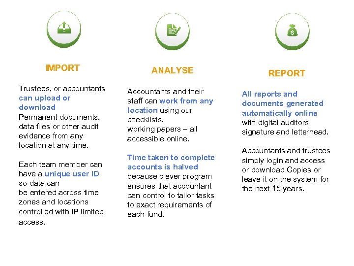 IMPORT Trustees, or accountants can upload or download Permanent documents, data files or other