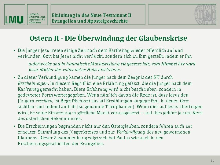 Einleitung in das Neue Testament II Evangelien und Apostelgeschichte Ostern II - Die Überwindung