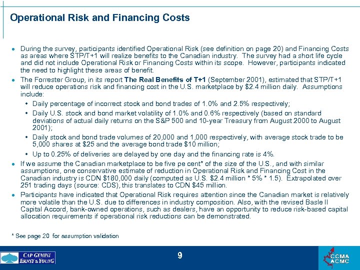 Operational Risk and Financing Costs · During the survey, participants identified Operational Risk (see
