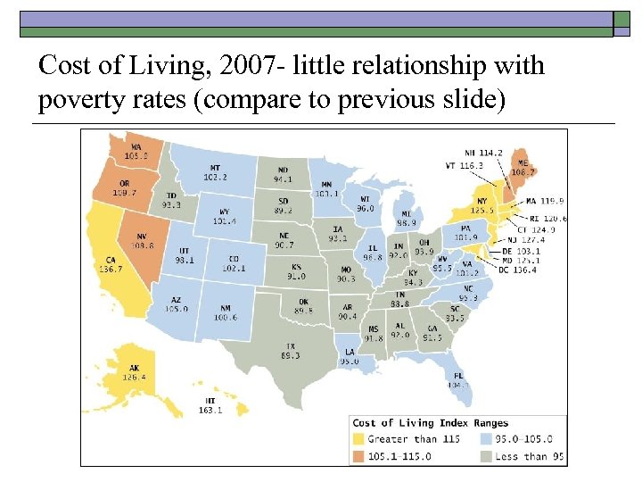 Cost of Living, 2007 - little relationship with poverty rates (compare to previous slide)
