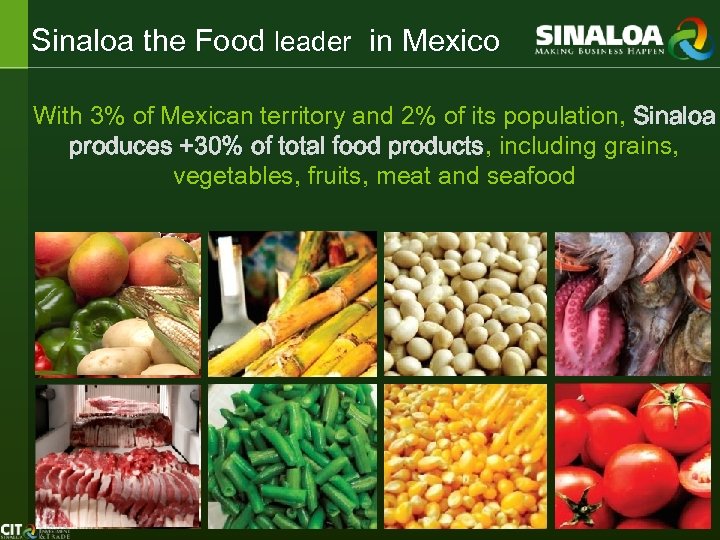 Sinaloa the Food leader in Mexico With 3% of Mexican territory and 2% of