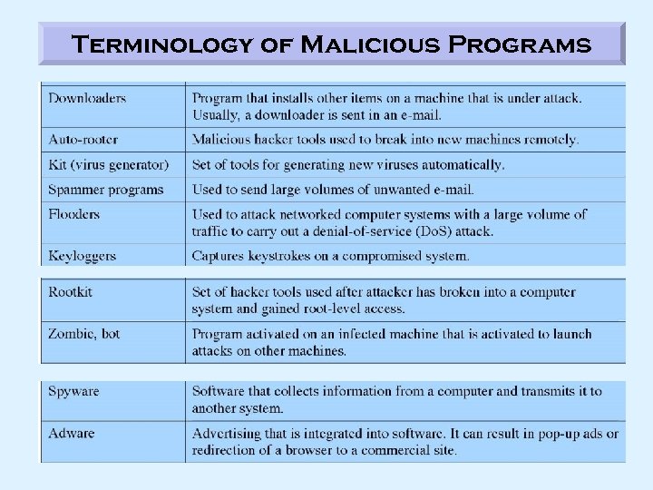 Terminology of Malicious Programs 