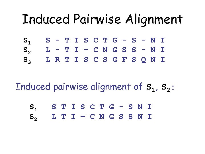 Induced Pairwise Alignment S 1 S 2 S 3 S - T I S