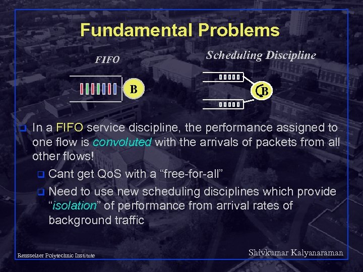 Fundamental Problems Scheduling Discipline FIFO B q B In a FIFO service discipline, the