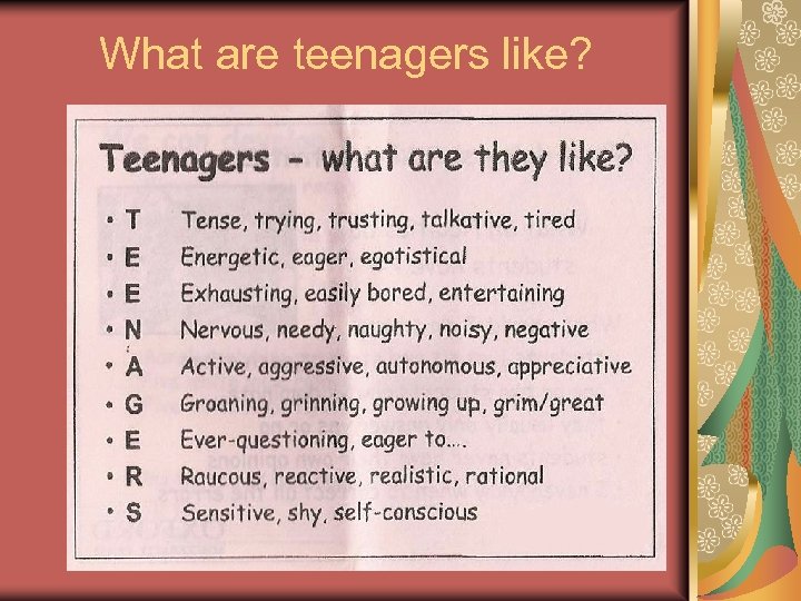 What are teenagers like? 