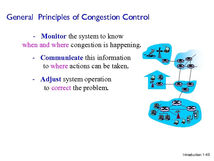General Principles of Congestion Control - Monitor the system to know when and where