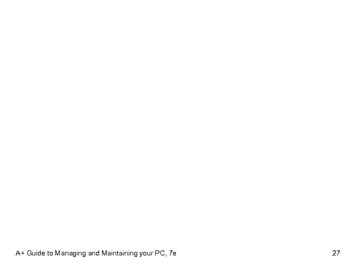 A+ Guide to Managing and Maintaining your PC, 7 e 27 