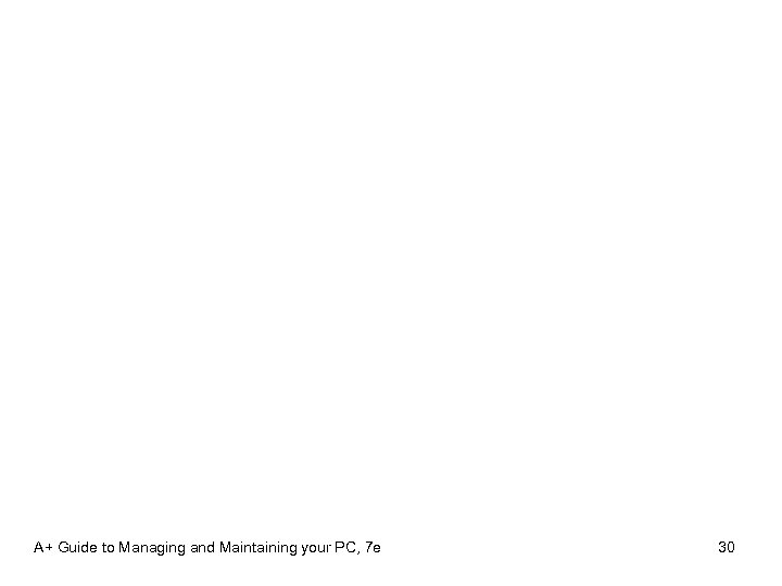A+ Guide to Managing and Maintaining your PC, 7 e 30 