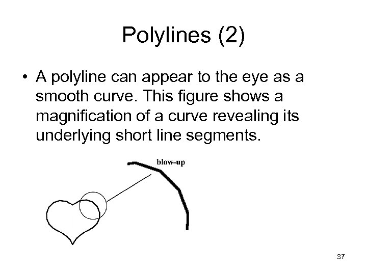 Polylines (2) • A polyline can appear to the eye as a smooth curve.
