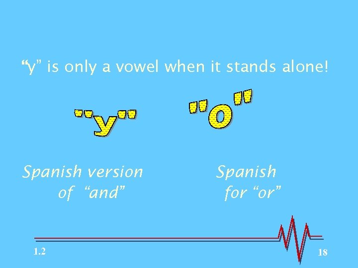 “y” is only a vowel when it stands alone! Spanish version of “and” 1.