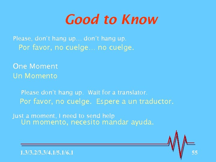 Good to Know Please, don’t hang up… don’t hang up. Por favor, no cuelge…