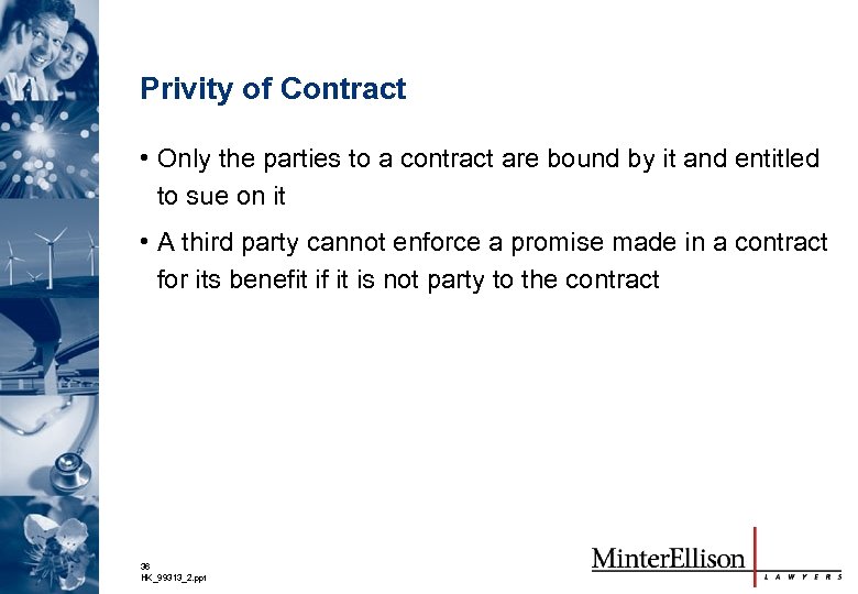 Privity of Contract • Only the parties to a contract are bound by it