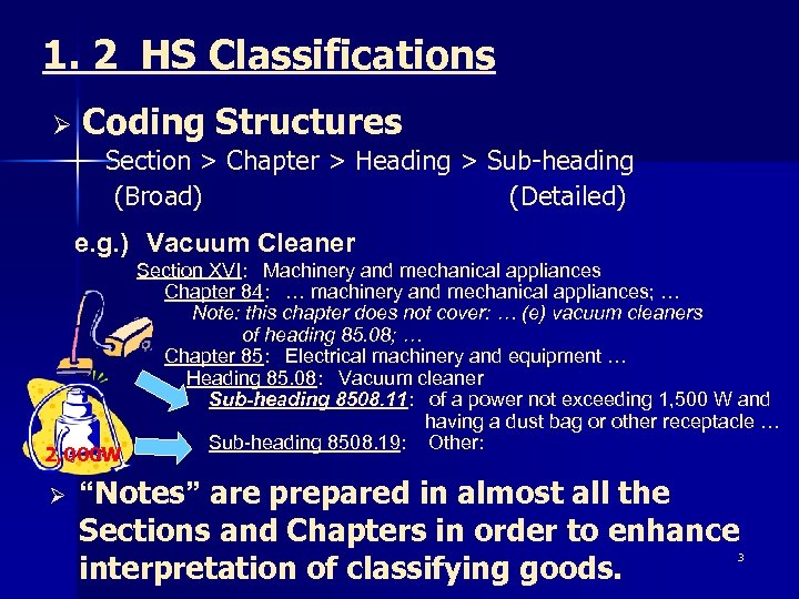 1. 2 HS Classifications Ø Coding Structures Section > Chapter > Heading > Sub-heading