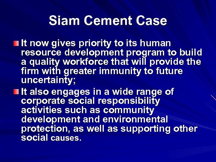 Siam Cement Case It now gives priority to its human resource development program to